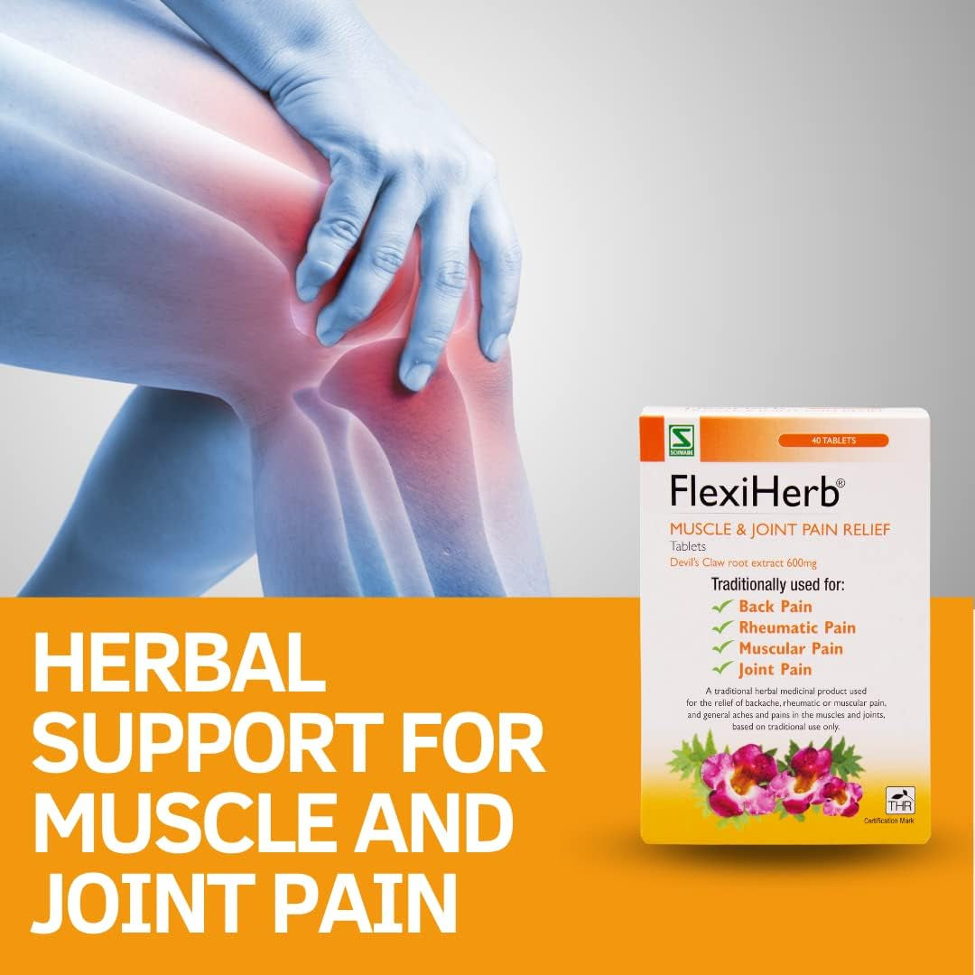 Schwabe Pharma - Flexiherb Muscle and Joint Pain Relief - Devils Claw Root Extract 600Mg - Traditionally Used for Backache, Rheumatic Pain, Muscular Pain, Joint Pain - 40 Tablets