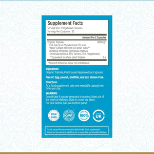 Organic Triphala Capsules - Certified Organic by Soil Association | Potency Due to Natural Fusion Extract | 100% Natural Supplement | Vegan & Vegetarian Friendly | Ayurveda | 60 Tablets | Made in UK