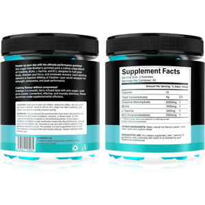 120 Creatine Gummies 6500Mg Sugar-Free Complex – Pre-Workout Creatine Monohydrate + BCAA, L-Taurine, B12 – Max Strength Chewable Gym Supplement – Vegan Gummy Chews for Men & Women – Primalvit