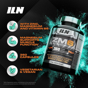 ZM6 - High Strength Zinc Magnesium Supplement - Zinc & Magnesium for Muscle Function - Zinc Magnesium Booster - 360 Vegetarian