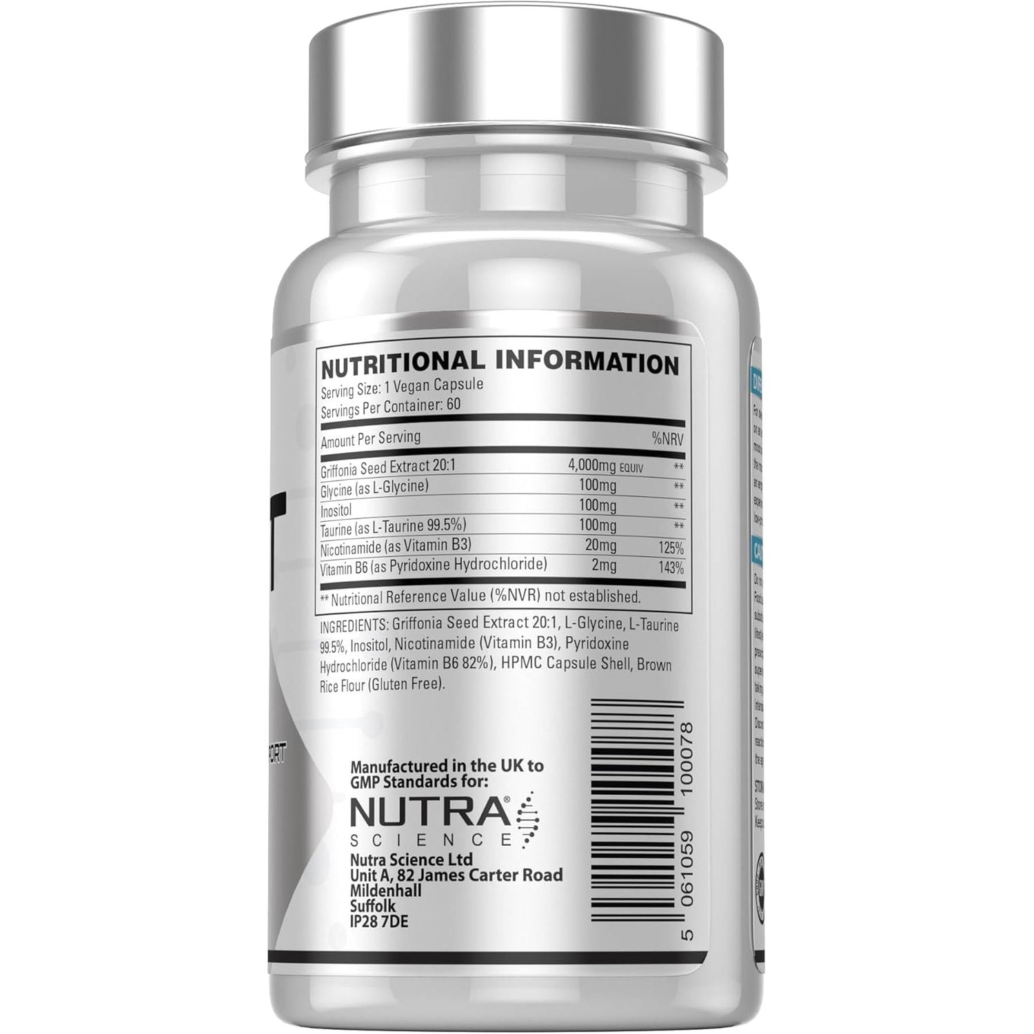 5HPT Ultra 4,000MG - Extra Strength Griffonia Seed Extract Neurotransmitter Support with Nicotinamide, Glycine, Inositol, Vitamin B6, 60 Vegan Capsules