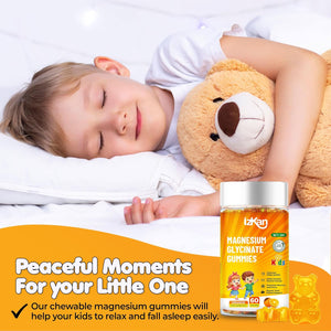 Magnesium Glycinate Gummies 100Mg for Kids, Calm Magnesium Gummies for Sleep, Relaxation, Brain, Focus, Bone, No Melatonin, Gluten Free, Non GMO, Vegan, 60 Gummies (1)