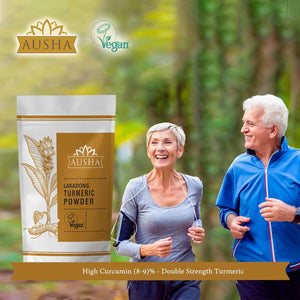 Ausha Lakadong Turmeric Root Powder 500G - 8-9% Curcumin - 1* GREAT TASTE AWARD 2025 - Joint Pain Relief - Use in Cooking, Turmeric Latte Powder, Tea - GREAT TASTE PRODUCER