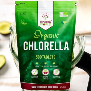 Organic Chlorella Tablets (500 X 500Mg) Premium Detox Chlorophyll Superfood | Natural Source of Vegan Protein, Minerals & Vitamins | Cracked Cell Wall | Ideal for Health, Detox, Skin, & Energy