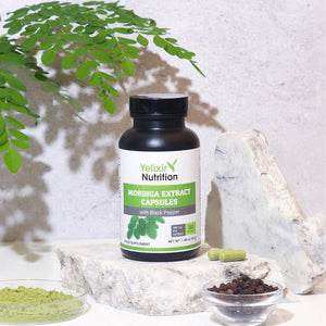 Yelixir Nutrition Moringa Capsules 5450Mg, High Strength Moringa Leaf Extract 120 Veg Capsules with Black Pepper, No Added Fillers like Brown Rice Flour