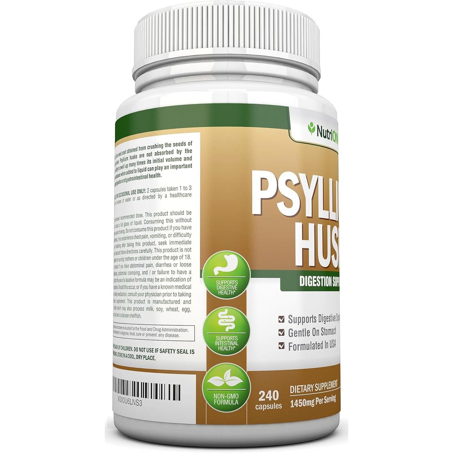 PSYLLIUM Husk Capsules - 1450Mg per Serving - 240 Capsules - Premium Psyllium Fiber Supplement - Great for Digestion and Regularity - 100% Natural Soluble Fiber