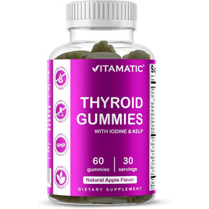Vitamatic Vegan Thyroid Support Gummies with Iodine & Kelp - 60 Count - Improve Your Energy & Increase Metabolism - Plant Based