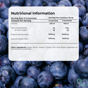 OG Creatine Monohydrate 5000Mg Max Gummies - Natural Blueberry Flavour, Vegan, Energy Boost for Athletes - Premium Pre Workout for Men & Women, Superior Absorption, Formulated by Doctors