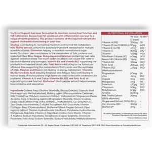 Prime Fifty Liver Support Supplements – 56 Vegan Capsules – Choline & Milk Thistle with Co-Enzyme Q10, Vitamins C, D, E & Chromium – Liver Supplements Developed for over 50S