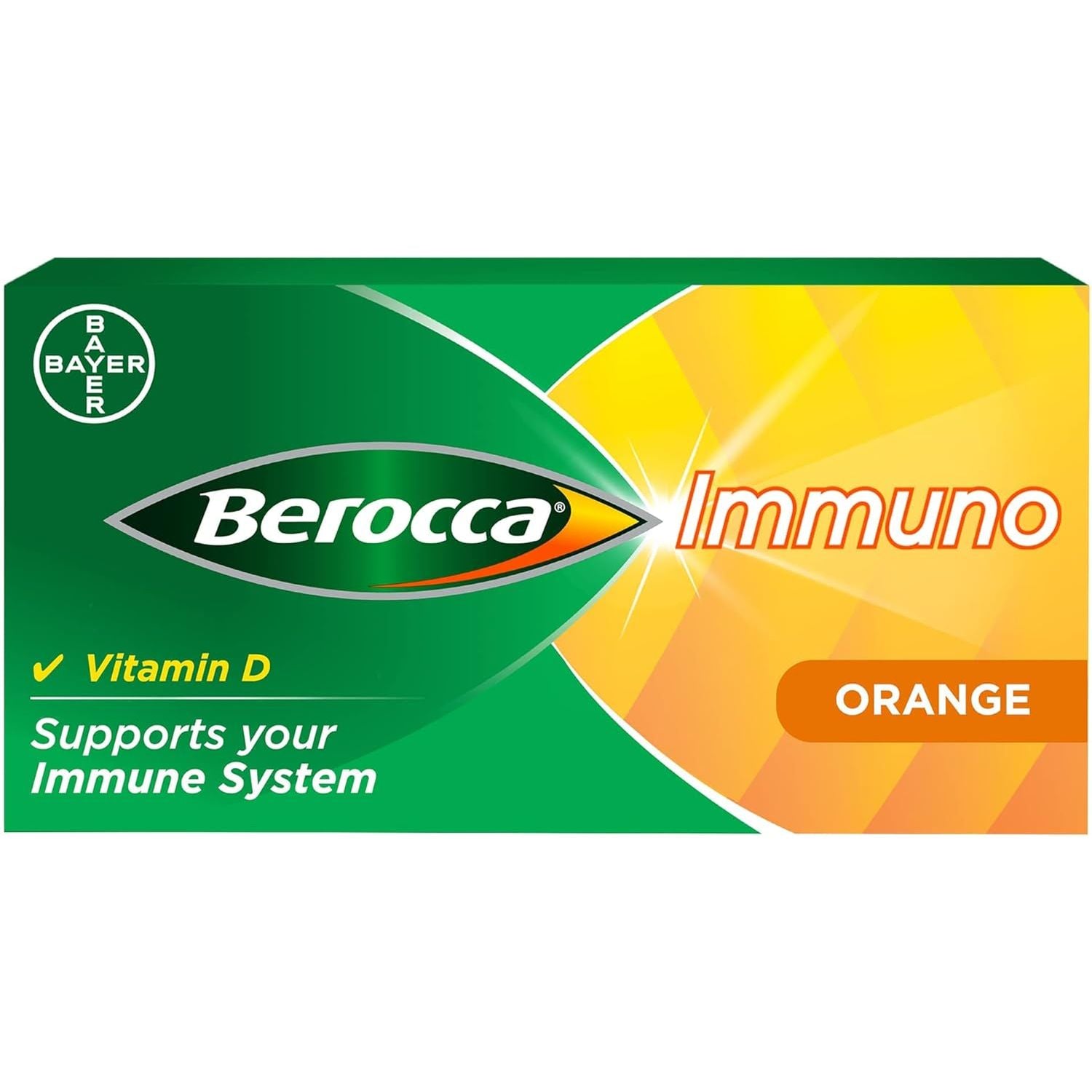 Berocca Immuno Effervescent Tablets, 11 Vitamins and Minerals, Including Vitamins D, C, A, B9, Zinc and Iron to Help Support Your Immune System and B6 and B12 Support Energy Release, Green, 30 Tablets