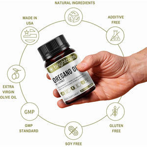 Wild Oregano Oil - Extract 10:1 Equivalent to 1500Mg - High in Carvacrol & Thymol - 60 Softgels