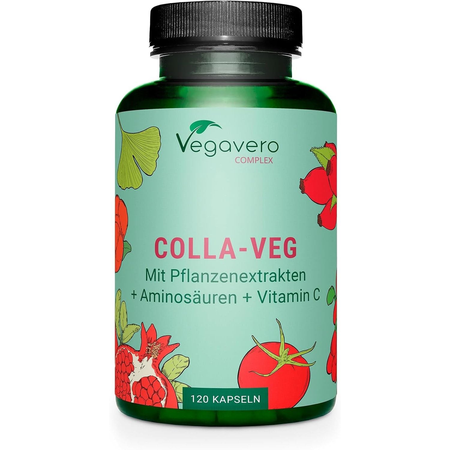 Vegavero Vegan Collagen Supplement 2000 Mg | Complex with L-Lysine, L-Proline, Vitamin C (Acerola) & Superfoods Extracts | NO Additives, Lab-Tested | 120 Capsules