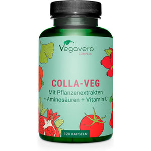 Vegavero Vegan Collagen Supplement 2000 Mg | Complex with L-Lysine, L-Proline, Vitamin C (Acerola) & Superfoods Extracts | NO Additives, Lab-Tested | 120 Capsules