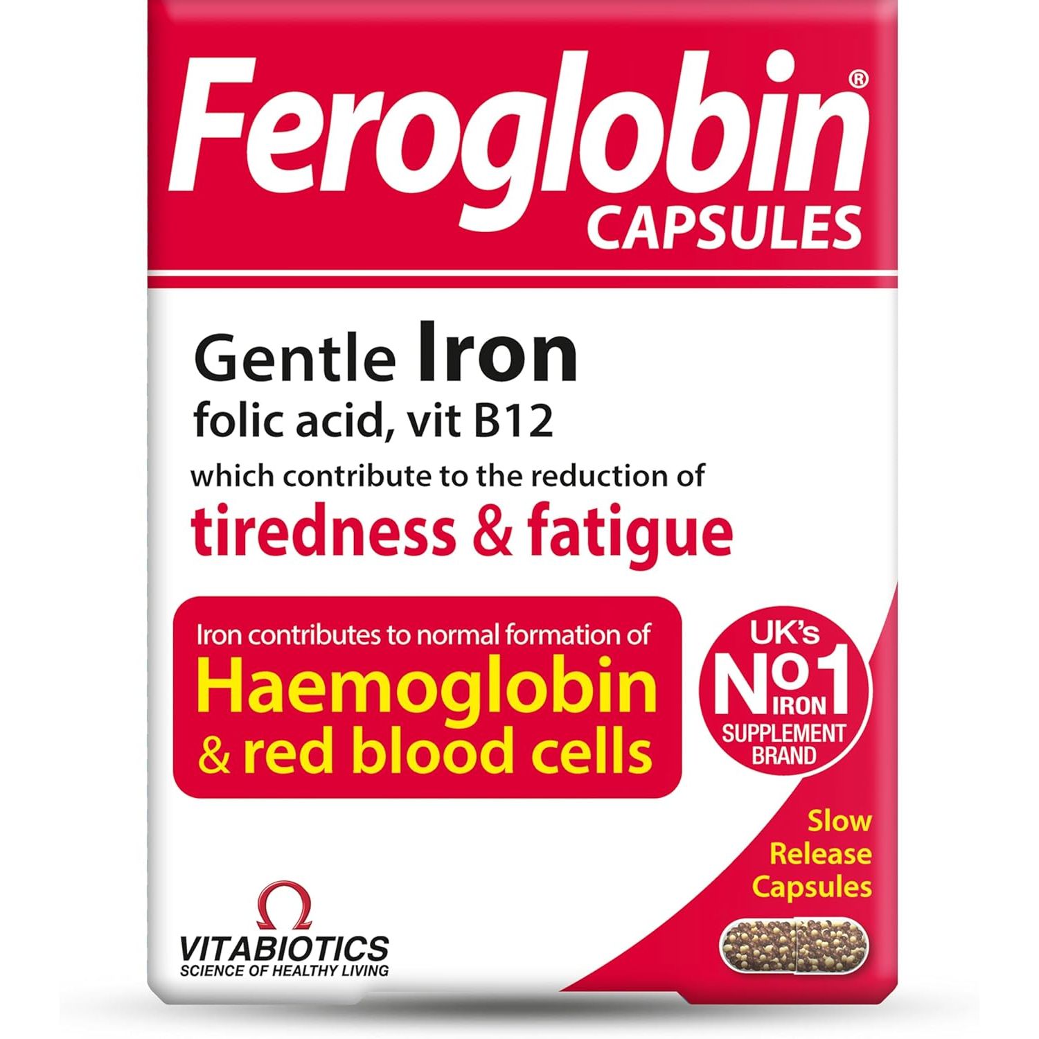 Feroglobin Iron Supplement Capsules Support Iron Defficiency, Anemia and Blood Formation, Boost Energy, Immunity and Vitality While Reducing Fatigue and Tiredness