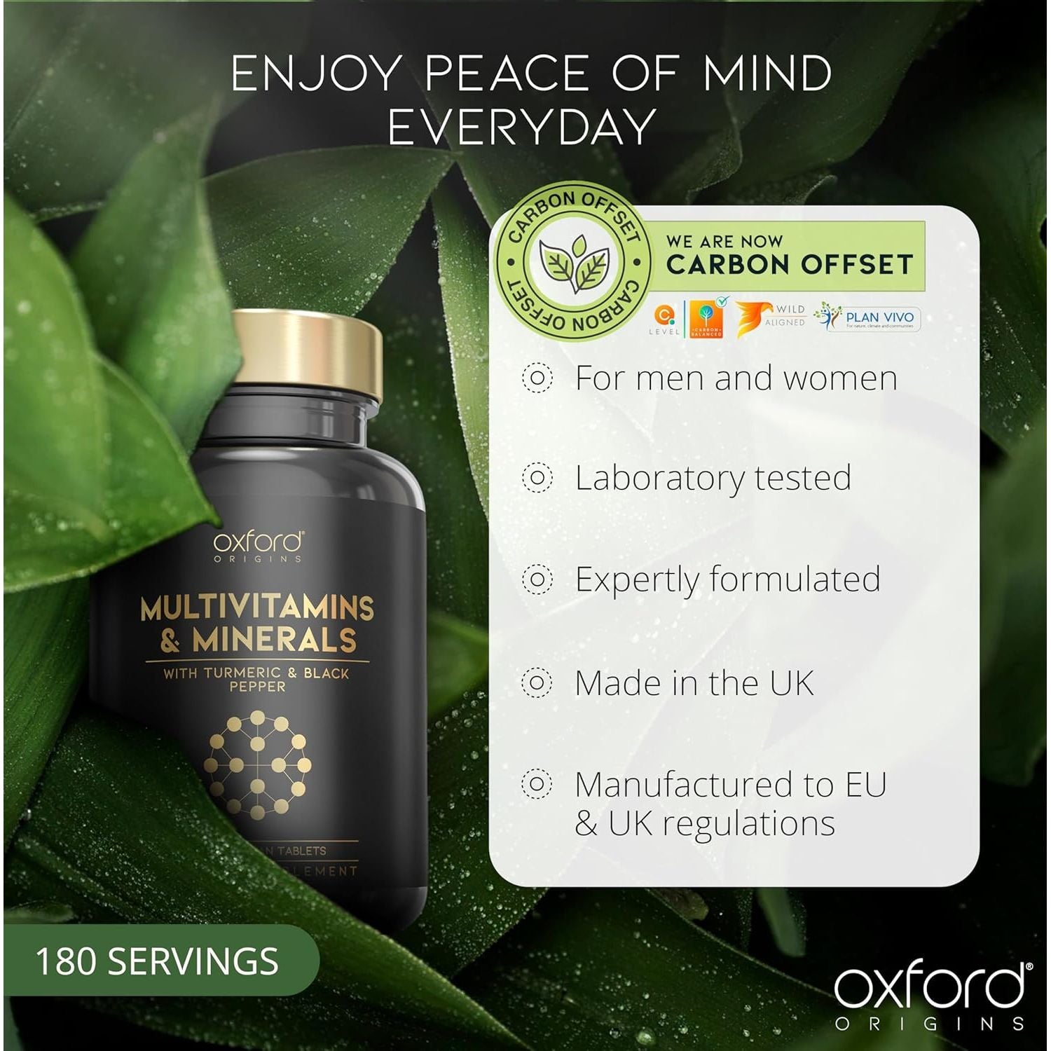 Award Winning A-Z Multivitamins and Minerals Boosted with Turmeric | Made in the UK | Vegan Multivitamin Tablets for Women & Men | 100% NRV Multivitamin with 27 Key Nutrients | 180 Capsules