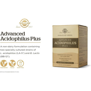Solgar Advanced Acidophilus plus Vegetable Capsules - Pack of 60 - Supports Digestion - Maintain Healthy Bacteria Levels - Vegan and Gluten Free