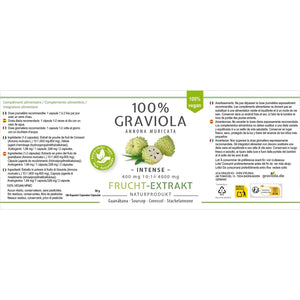 100% Soursop HIGH DOSE Fruit Extract, 4000 Mg per Serving /180 Caps. /No Pesticides, Additives, Flow Aids 10:1 Extract/ 180 Capsules of 400 Mg