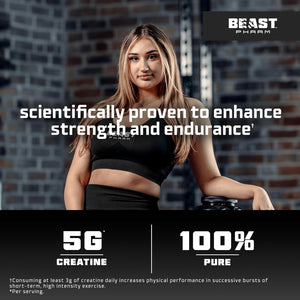 Beast | Creatine Monohydrate Powder 100 Servings (500G) 100% Pure Micronised Creatine Powder | Unflavoured