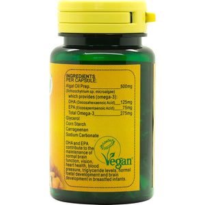 Veganicity Omega-3 DHA:EPA 500Mg : Algal Oil Omega-3 Fatty Acid : 60 Vcaps, in a Planet-Friendly 99% Recycled Pot