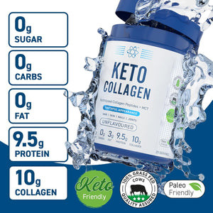 Applied Nutrition Keto Collagen Protein - Keto Protein Powder with MCT, Ketogenic & Paleo Diet, Zero Sugar & Carbs, Healthy Skin, Hair, Nails (Unflavoured) (325G - 25 Servings)