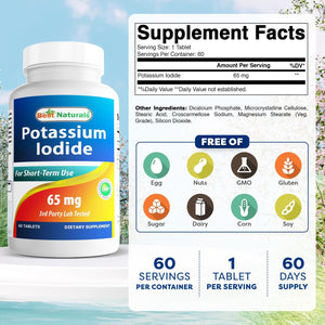 Best Naturals Potassium Iodide 65 Mg - Dietary Supplement, 60 Tablets
