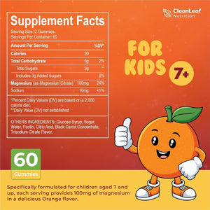 Magnesium Kids Gummies - Joint, Muscle, and Bone Support, Promotes Memory and Focus, Healthier Blood Sugar Levels - Magnesium Glycinate