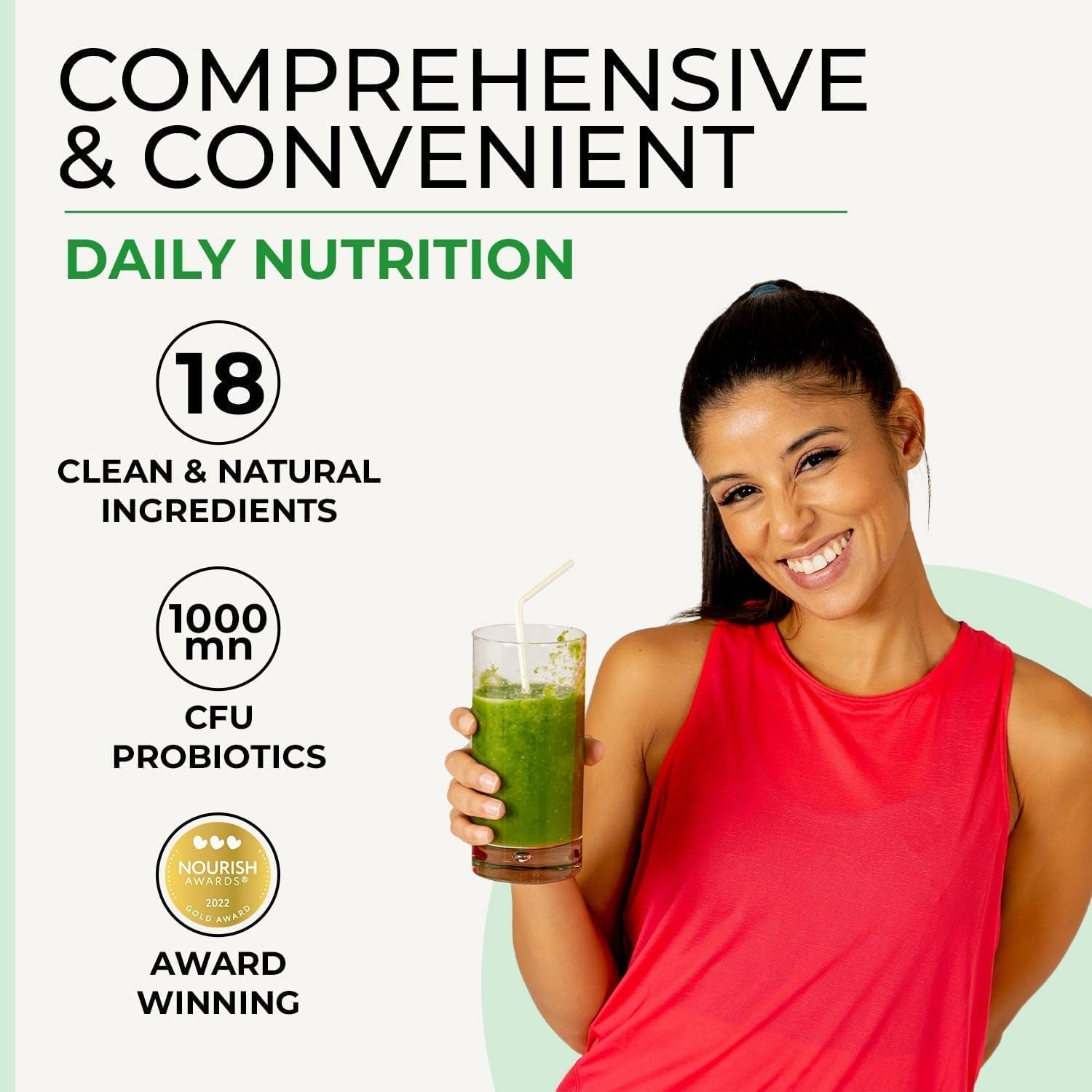 Inspiriko Super Greens Powder with 18 Natural Superfood Ingredients - Spirulina, Kale, Moringa - Green Powder Superfood with Probiotics, 150G, UK Made, Vegan - for Energy, Digestion, Immune Support