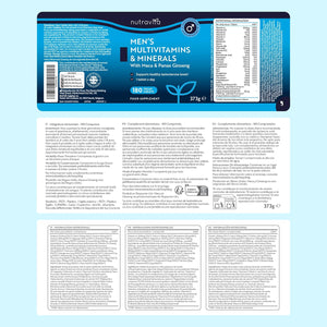 Men'S Multivitamins and Minerals - 25 Essential Active Vitamins and Minerals with Added Maca Root and Panax Ginseng - Multivitamin Tablets for Men - 180 Vegan Tablets - Made in the UK by Nutravita