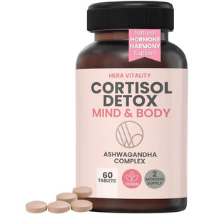 Ashwagandha Cortisol Detox 1000Mg – Cortisol Reducing Supplement for Stress, Anxiety, Sleep, Hormone Balance, Energy & Focus – 60 Vegan Tablets