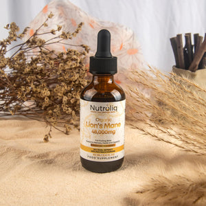 Nutroliq Lions Mane Liquid Drops - 48000Mg per Serving - Fruiting Body Extract - 30% Polysaccharides - Vegan Formula - 60-Day Supply - Lions Mane Tincture Supplement with Organic Hericium Erinaceus