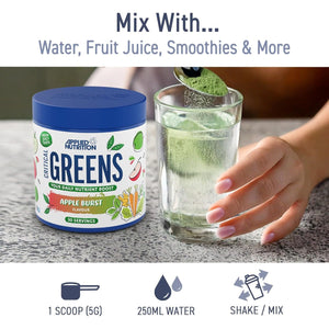 Applied Nutrition Critical Greens Powder and Superfood Blend for Gut Health Energy and Immune Support Vegan Daily Greens Juice Powder (150G - 30 Servings) (Apple Burst)