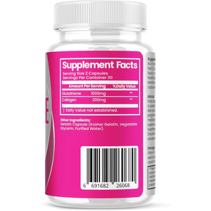 Glutathione Capsules Skin Whitening, +Collagen, Unreduced Glutathione Skin Whitening, Glutathione, Halal - 60 Capsules