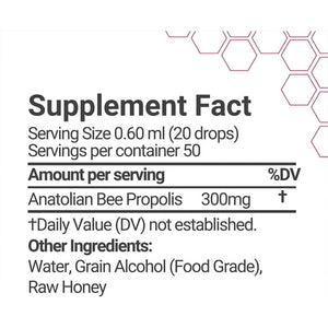 Bee&You, Propolis Liquid Extract Drops, 50% Pure Propolis, Ultra plus Strength, Immune Support Supplement, Sore Throat, Allergy Relief, Respiratory, Antioxidants, Keto, Paleo, Gluten-Free, 1 Fl Oz