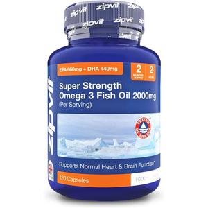 Omega 3 Fish Oil 2000Mg, EPA 660Mg DHA 440Mg per Daily Serving. 120 Capsules (2 Months Supply). Supports Heart, Brain Function and Eye Health. 2 Capsules per Serving