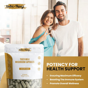 Tiger Milk Mushroom Capsules | Pure 500Mg Extract for Immune & Respiratory Support | Vegan-Friendly HPMC | Anti-Inflammatory Benefits | Enhances Lung Health | 60 Count Resealable Pack