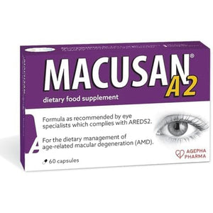 Macusan A2 AREDS2 Formula | Eye Health Dietary Food Supplement with Lutein, Zeaxanthin & Vitamins | Supports Vision & Helps Manage Age-Related Macular Degeneration (AMD) | 60 Capsules