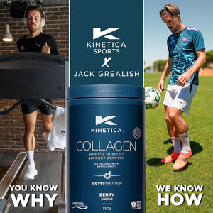 Kinetica Sports Collagen Powder - Berry Flavour | 350G | 5G FORTIGEL Bovine Collagen/Serve, 320Mg Vitamin C, 5Μg Vitamin D, 100Mg Hyaluronic Acid & 500Mg Glucosamine Sulphate | Joint & Muscle Support