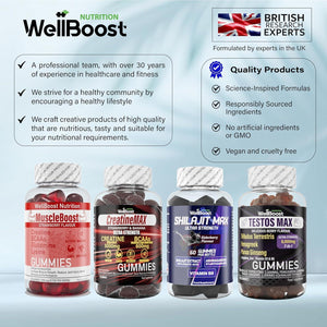 Wellboost Testos MAX Strength Gummies - 6000Mg 7-In-1 Tribulus, Fenugreek, Ginseng, L-Arginine, Zinc, Vitamin D3 & B6