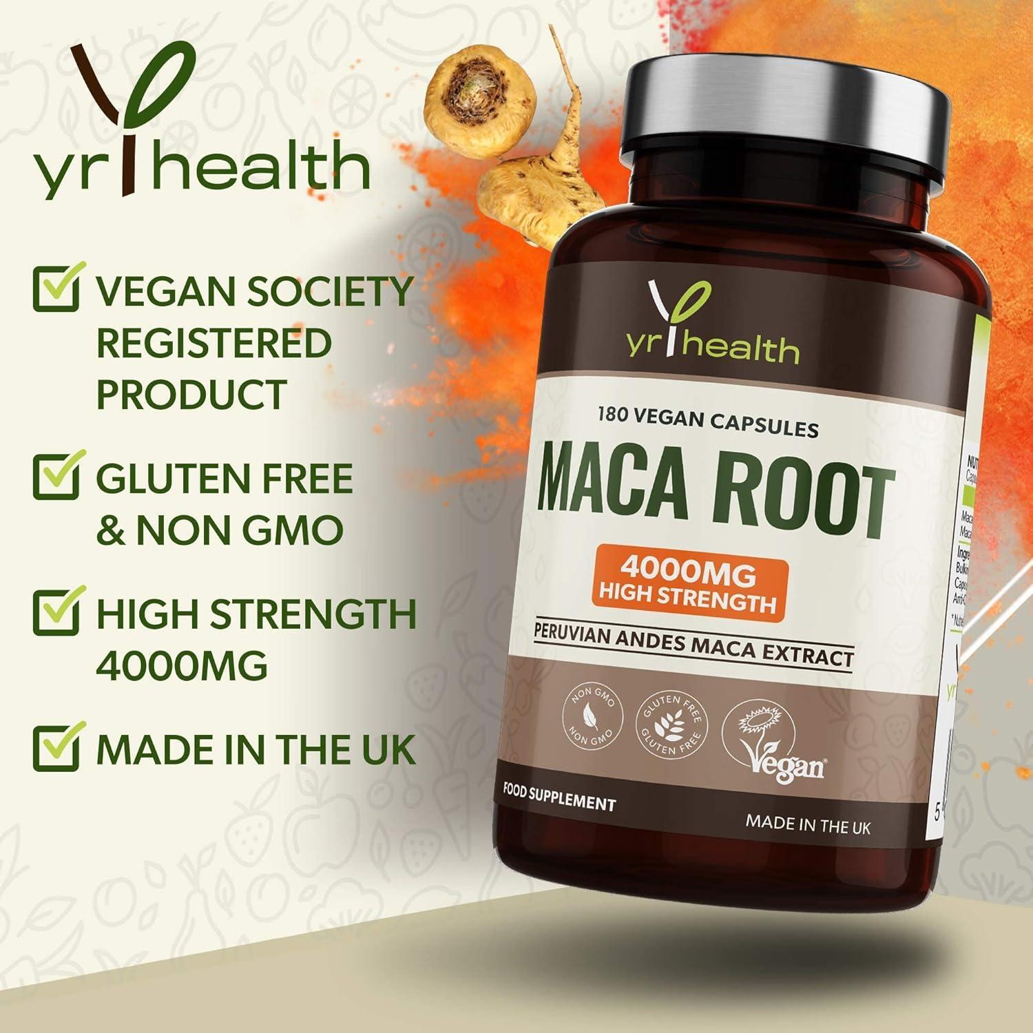Maca Root Capsules 4000Mg, 180 Vegan Capsules