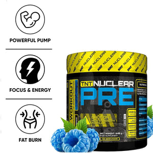 NXT Nutrition TNT Nuclear Pre Workout – Pre Work Out Energy Drink| L-Citrulline, Beta Alanine, Caffeine for Pump, Endurance & Focus - 40 Servings Mixed Candy, Vegan (ICY Blue Razz)