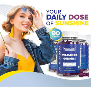 Vitammies Vegan Vitamin D3 Gummies 2000 IU  3 Month Supply  - Berry Flavour