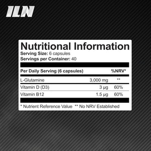 Glutamine - 3000Mg L Glutamine per Serving - Enhanced with D3 & B12 - Vegan and Vegetarian L-Glutamine (240 Capsules - 40 Servings)