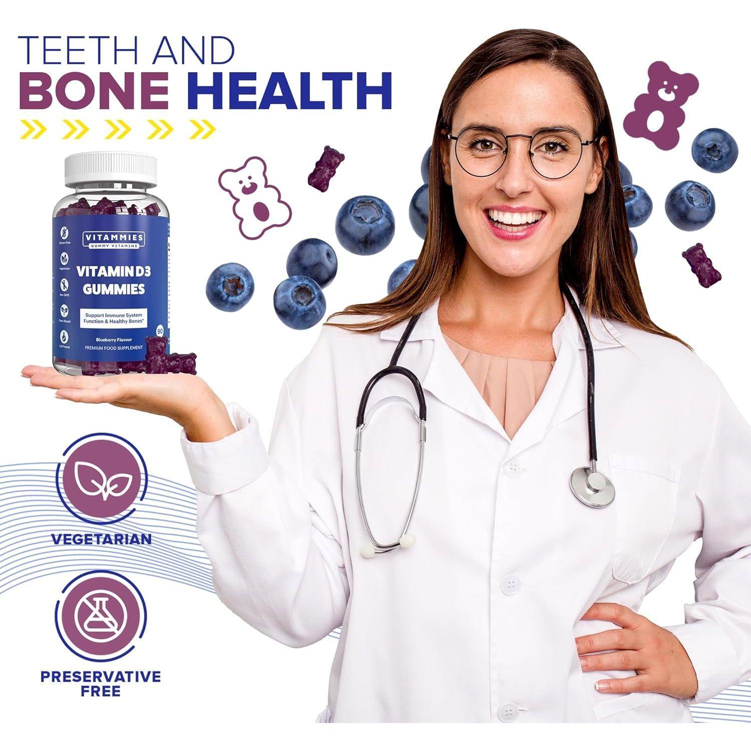 Vitammies Vegan Vitamin D3 Gummies 2000 IU  3 Month Supply  - Berry Flavour