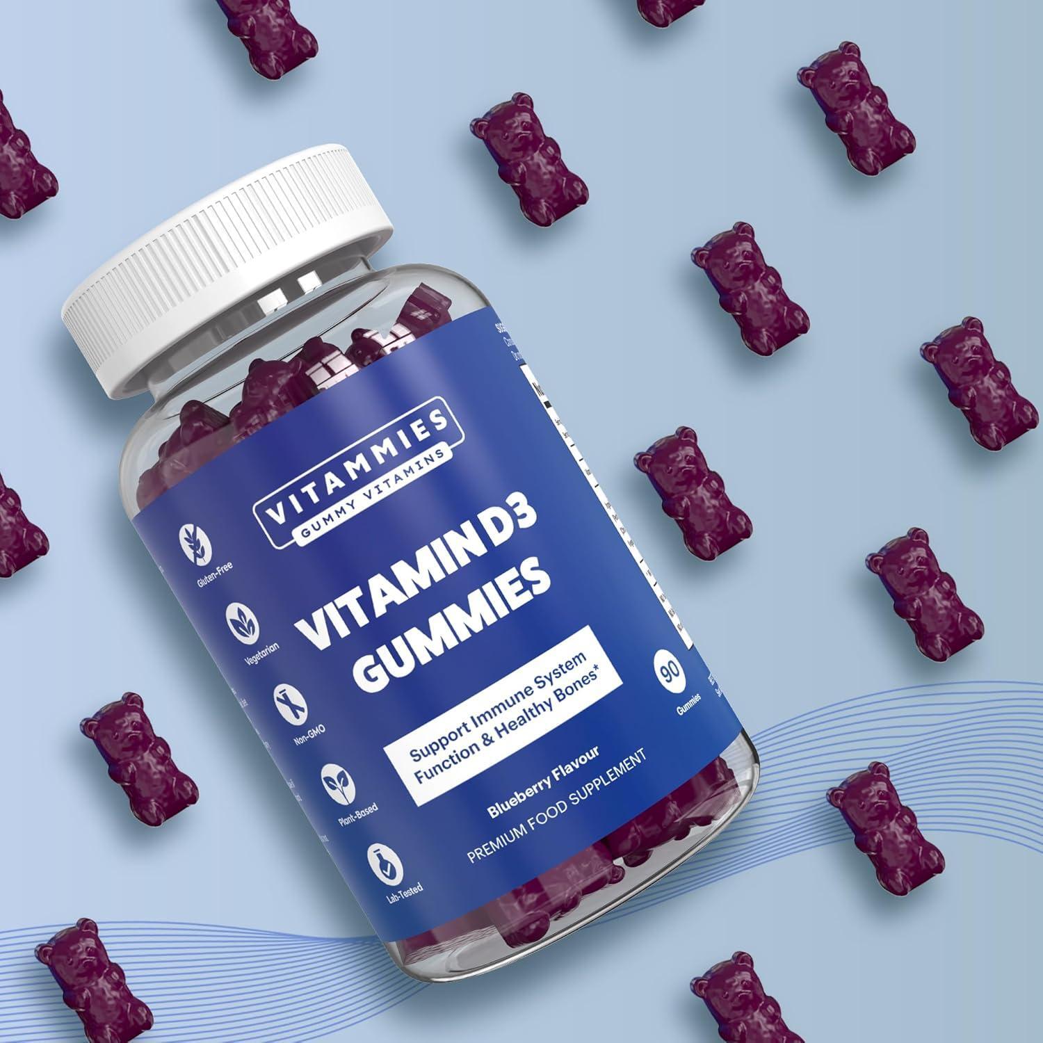Vitammies Vegan Vitamin D3 Gummies 2000 IU  3 Month Supply  - Berry Flavour