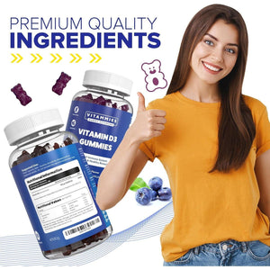 Vitammies Vegan Vitamin D3 Gummies 2000 IU  3 Month Supply  - Berry Flavour