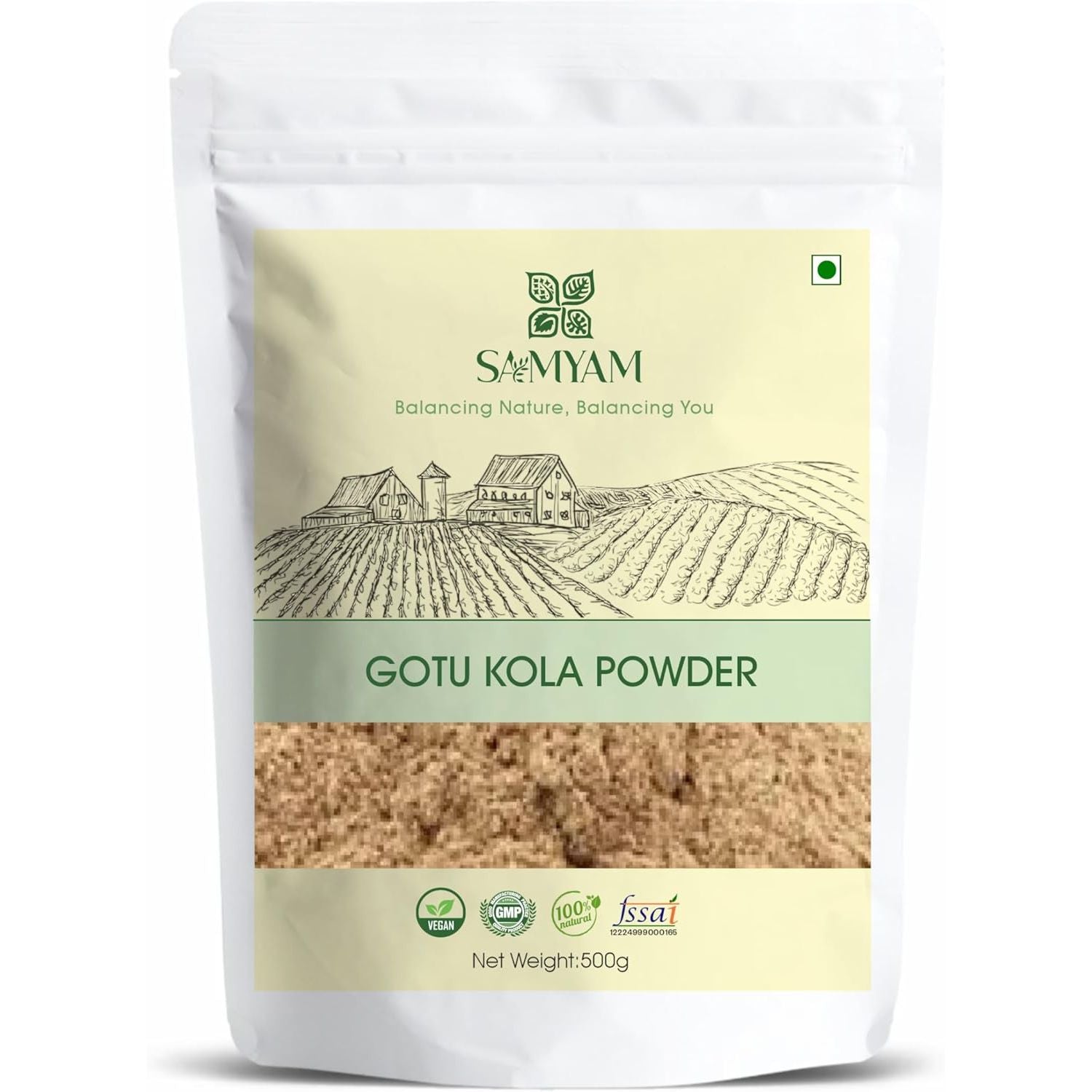SAMYAM Gotu Kola Powder (Centella Asiatica) - 500G Pack | for Stress and Concentration