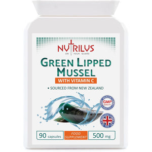 Nutrilus Green Lipped Mussel 90 Capsules 500Mg - for Humans & Dogs - High Grade Pure Extract - New Zealand Sourced - Vitamin C - UK Made Supplement - Joint Support