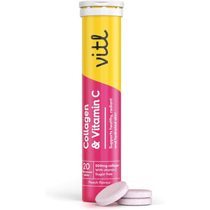 Vitl Collagen & Vitamin C Effervescent - 20 Tablets - Unleash Your Radiant Beauty from within - 1 Month Supply