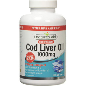 Natures Aid 1000Mg High Strength Cod Liver Oil - 180 Capsules