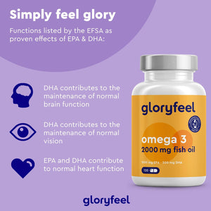 Omega 3 Capsules - High Strength - with 2000Mg Fish Oil, 1000Mg EPA & 500Mg DHA per Daily Dose (In Triglyceride Form) - Essential Fatty Acids from Anchovies - Nutritional Supplements Made in Germany